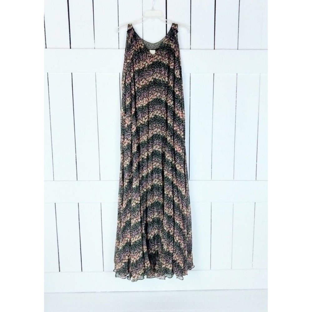 Vintage 90s black floral sheer sleeveless tent maxi dress